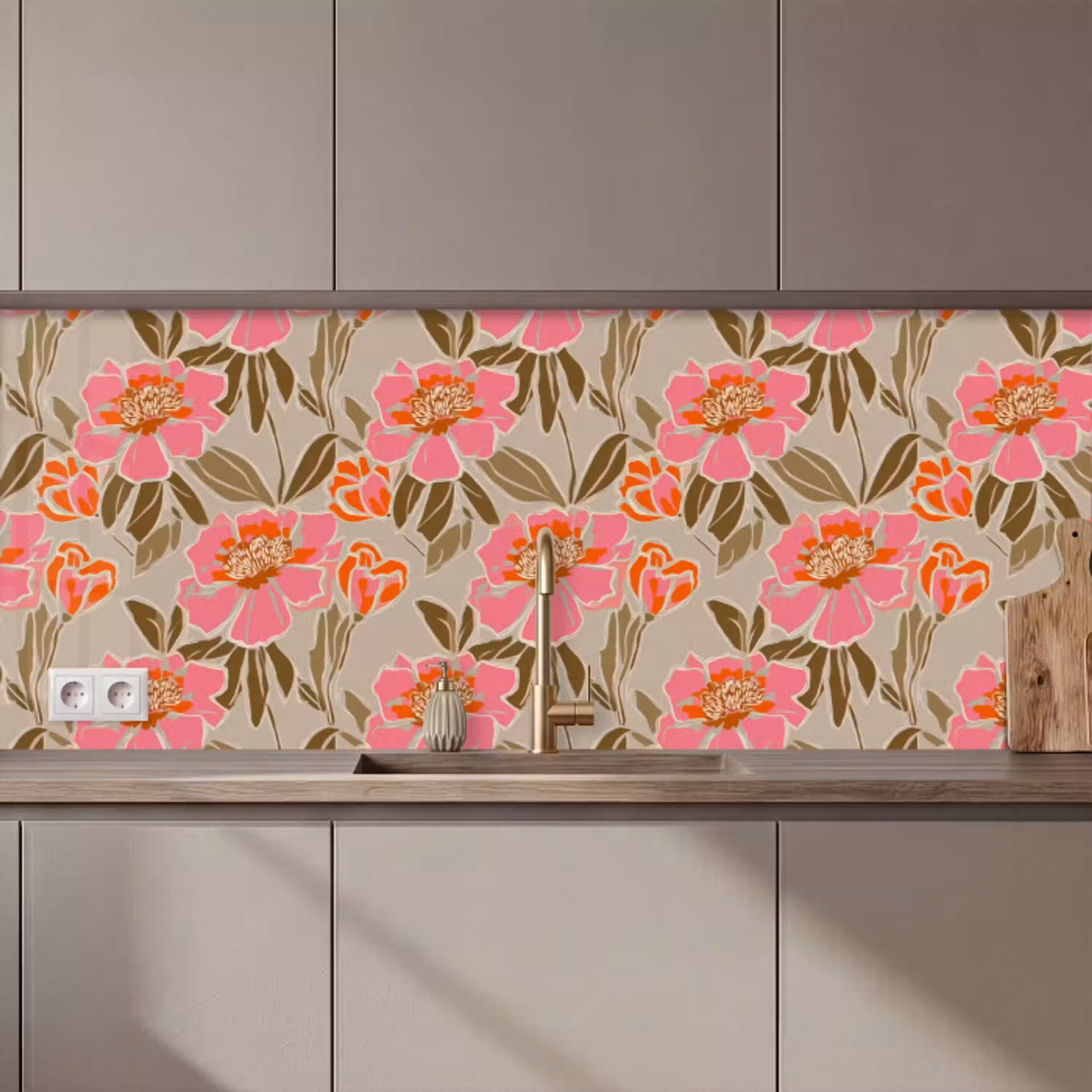 Pioenrozen - Patroon - Roze keuken achterwand 2 middel 871 zz_3dshopping