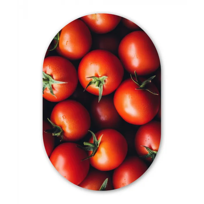 Groente - Rood - Tomaten Wandcirkel Ovaal Glas middel -3d