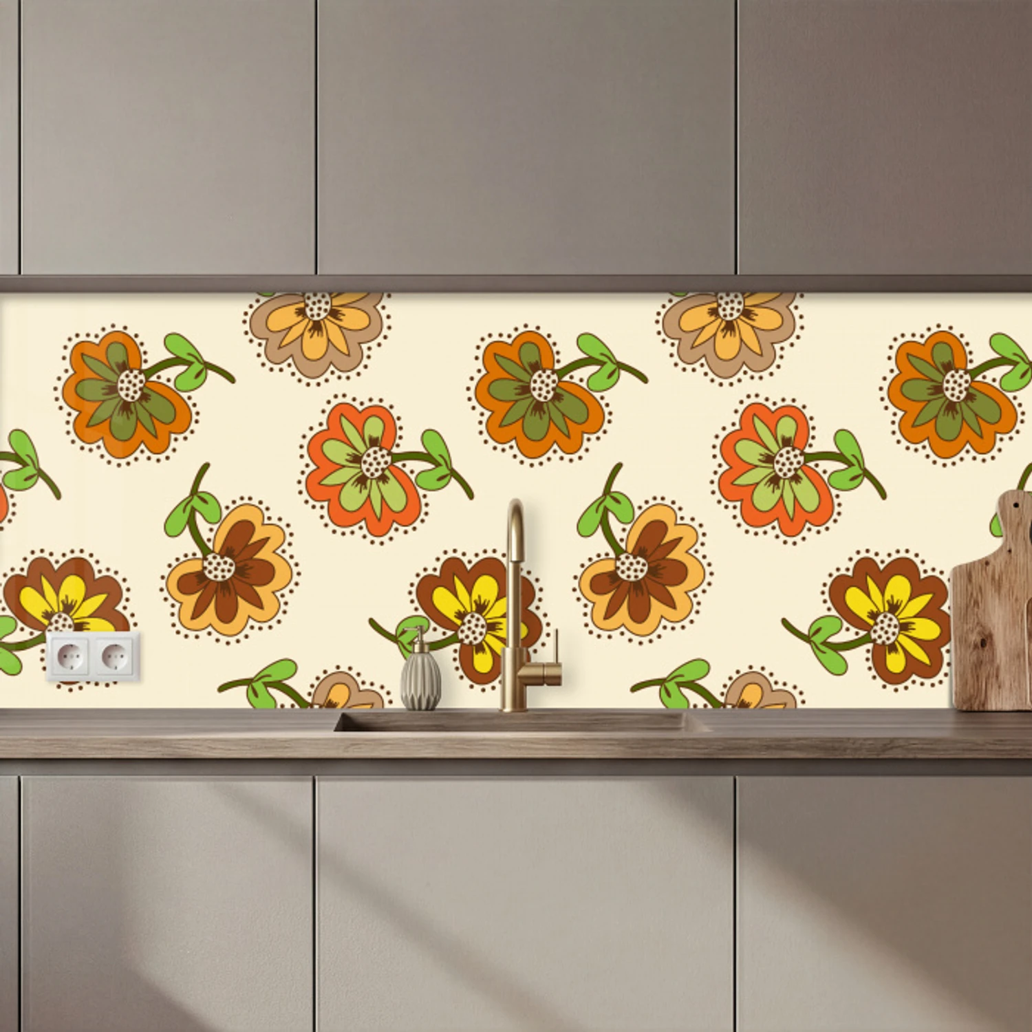 Design - Bloemen - Retro - Vintage keuken achterwand 2 middel 871 zz_3dshopping