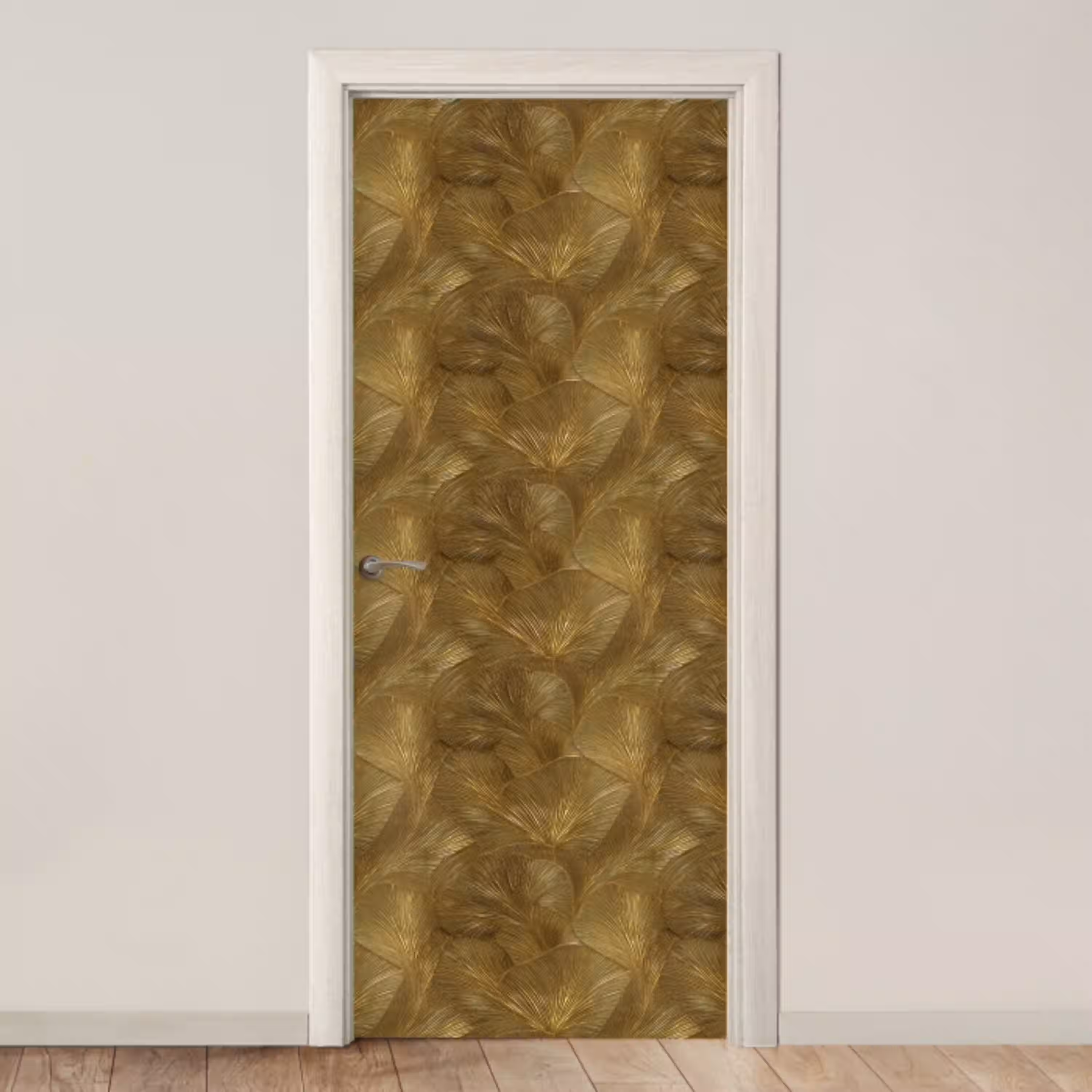 Organisch - Lijnen - Goud deurposter klein 289 -3d_beige