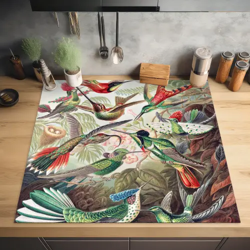 Kolibrie - Vintage - Ernst Haeckel - Vogel - Kunst - Natuur Inductie beschermer vinyl 3mm middel -sfeer5