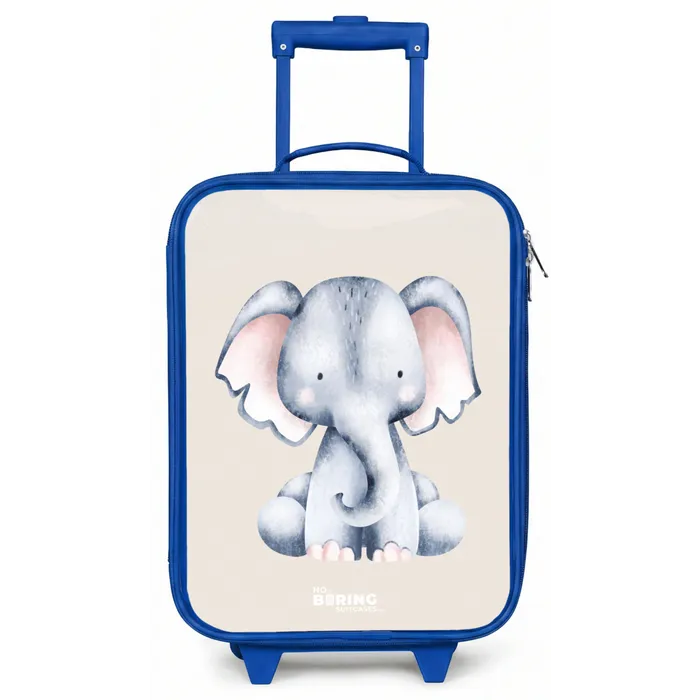 Olifant tekening tegen een beige achtergrond Kinderkoffer - Blauw klein -zz3dotto