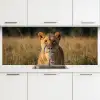 Leeuwin - Gras - Geel keuken achterwand 2 middel -3d