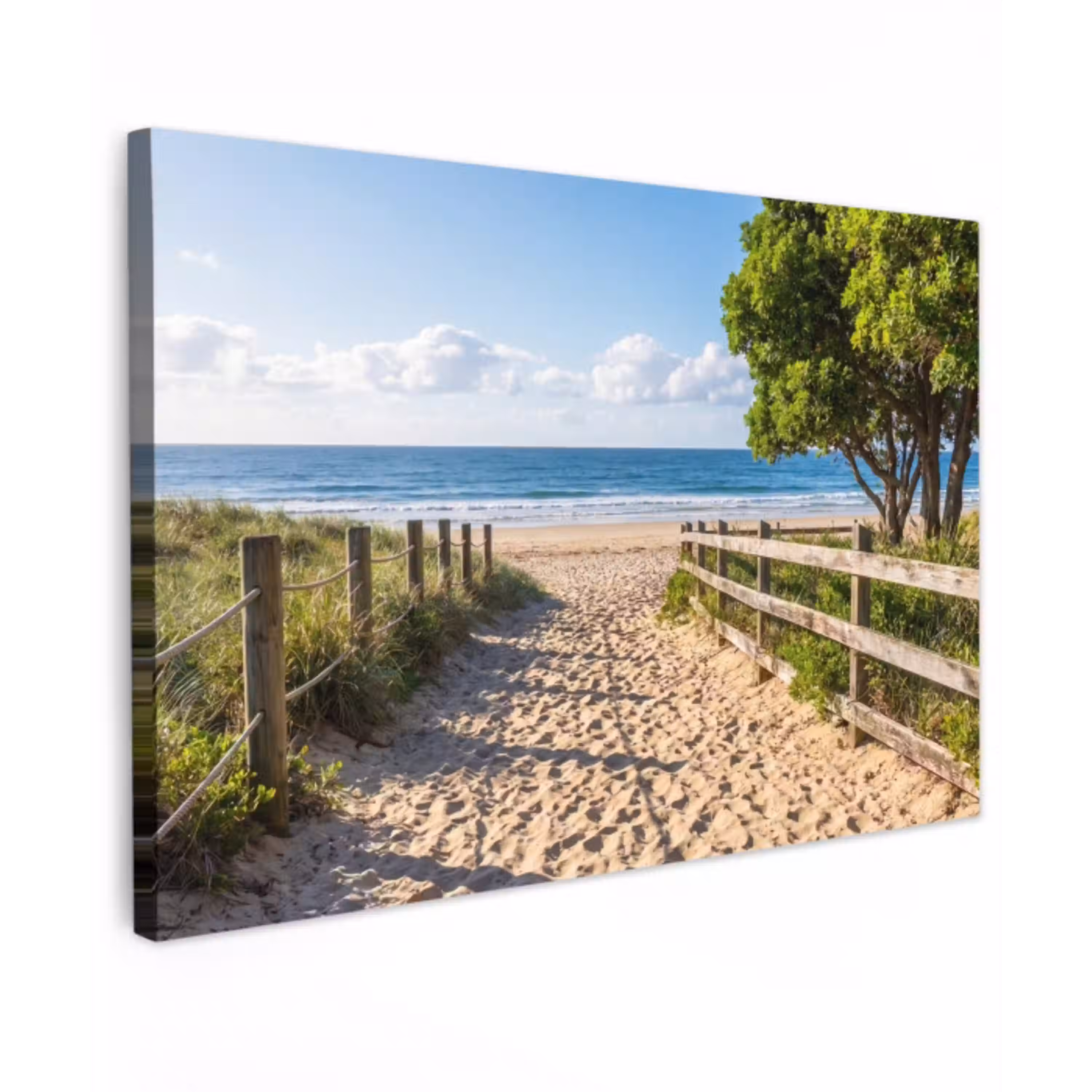 Strand - Zandpad - Oceaan - Natuur Tuinposter op houten frame 2 cm dik klein -3d