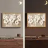 Bloemen - Beige - Abstract - Modern Light Box met batterij (Wandlamp) middel -sfeer3