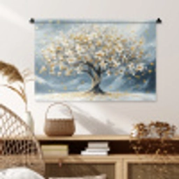 Boom - Winter - Levensboom - Modern - Goud Wandkleed katoen middel -sfeer5