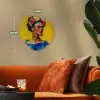Frida Kahlo - Vrouw - Geel - Blauw - Bloemen Wandcirkel Organisch Forex 3mm klein -sfeer3