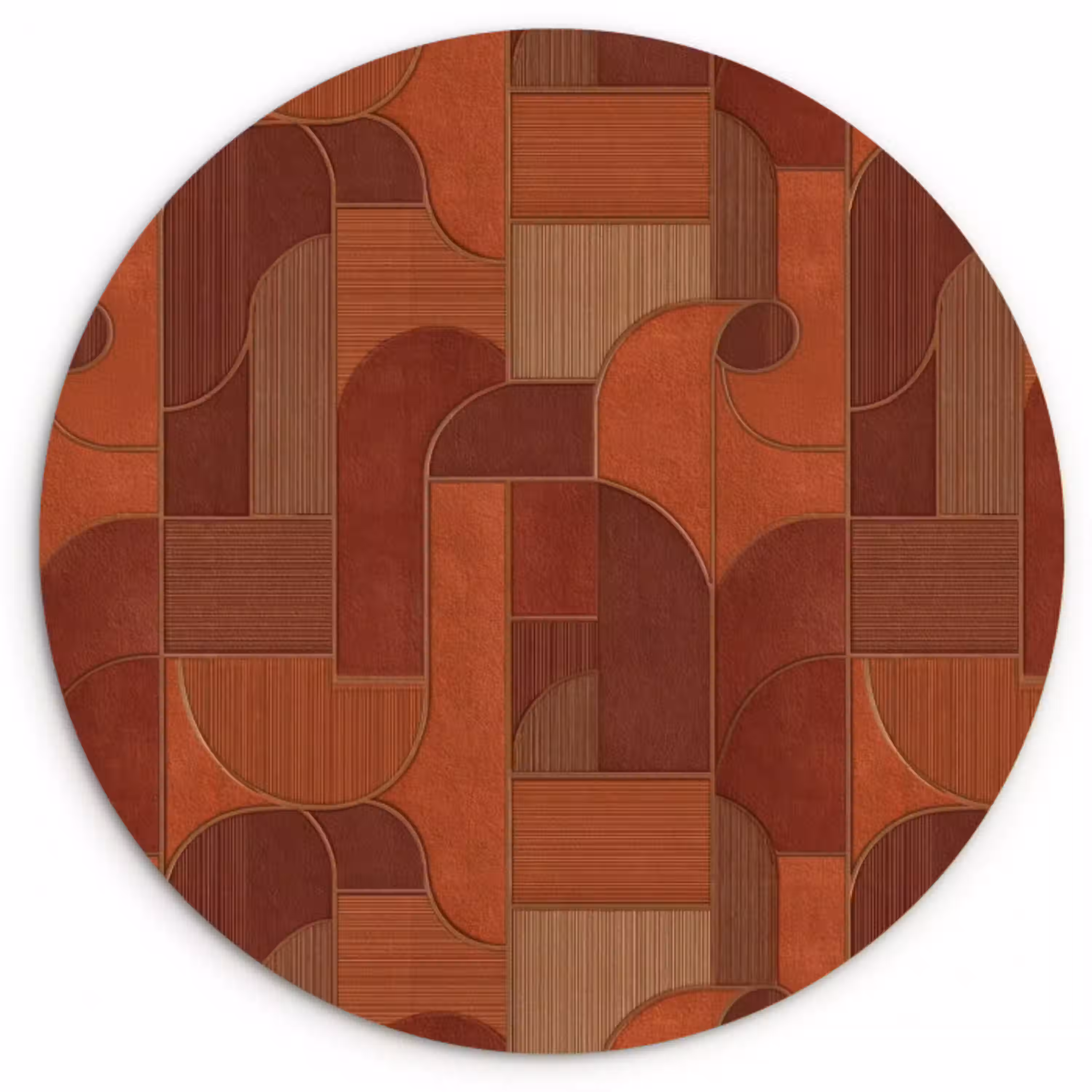 Geometrisch - Abstract - Textuur - Bruin Wandcirkel kunststof plaat 5mm dik klein 188 -3d