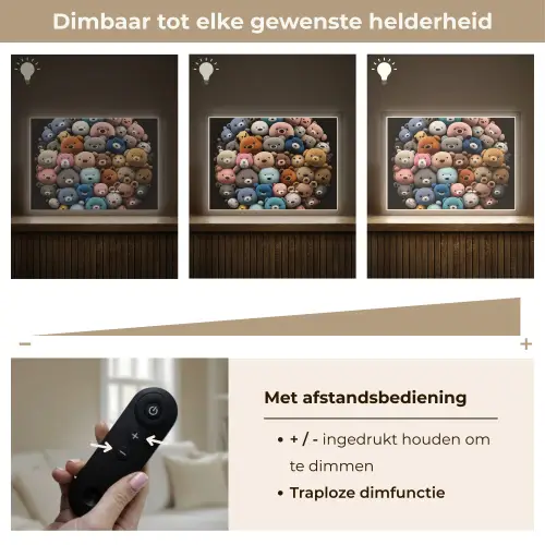 Teddybeer - Knuffel - Dieren - Meisjes - Jongens Light Box met batterij (Wandlamp kind) middel -USP_dimbaarNL