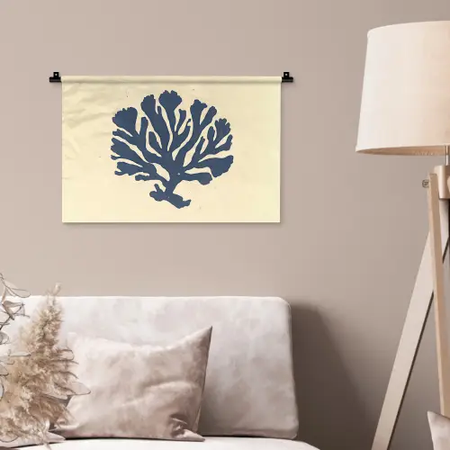 Blauw koraal - Vertakkingen - Beige Wandkleed katoen klein -sfeer4
