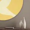Vogels - Cirkels - Geel Akoestische PET Vilt - Rond klein -sfeer5_closeup
