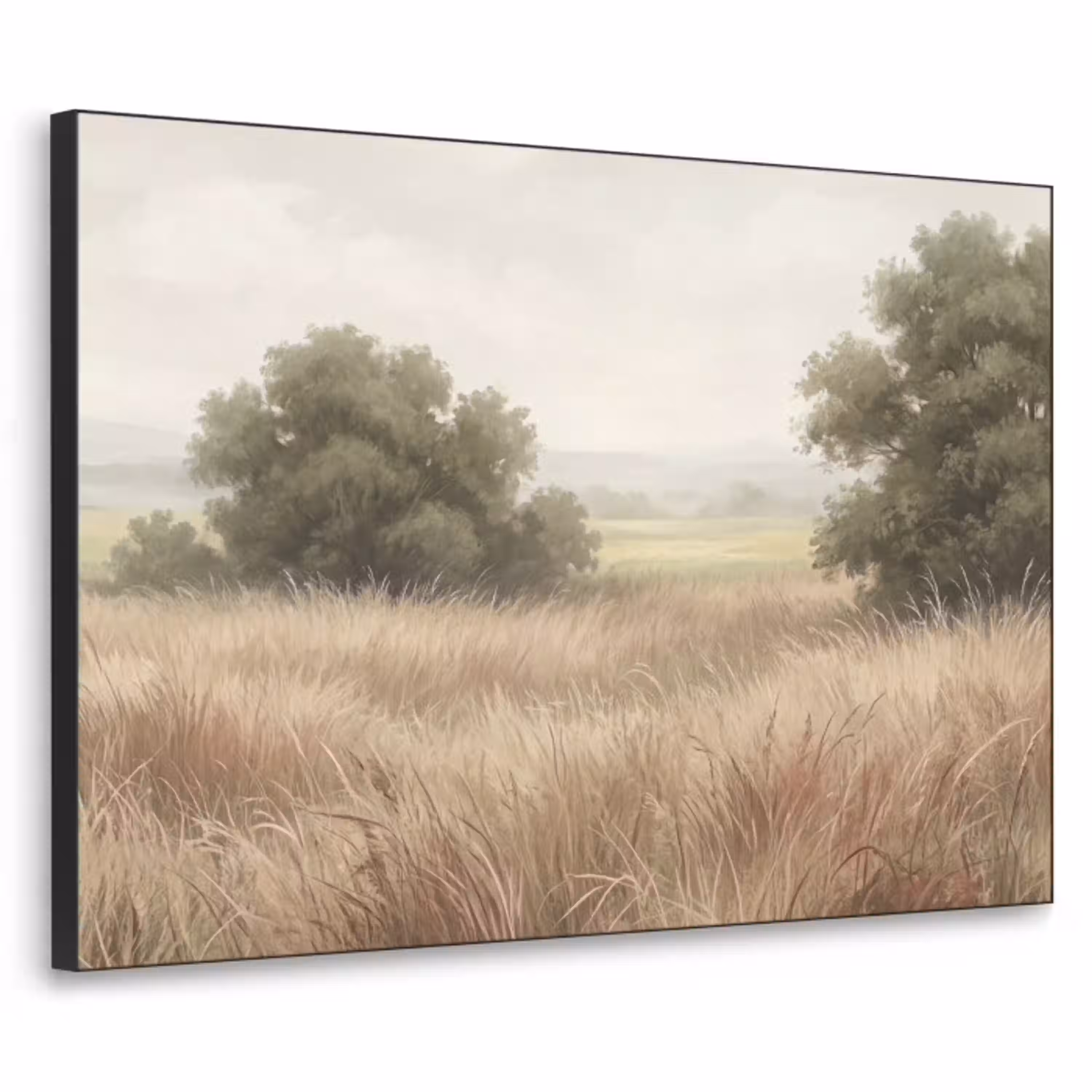 Landschap - Minimalistisch - Beige Textielframe zwart klein -3d