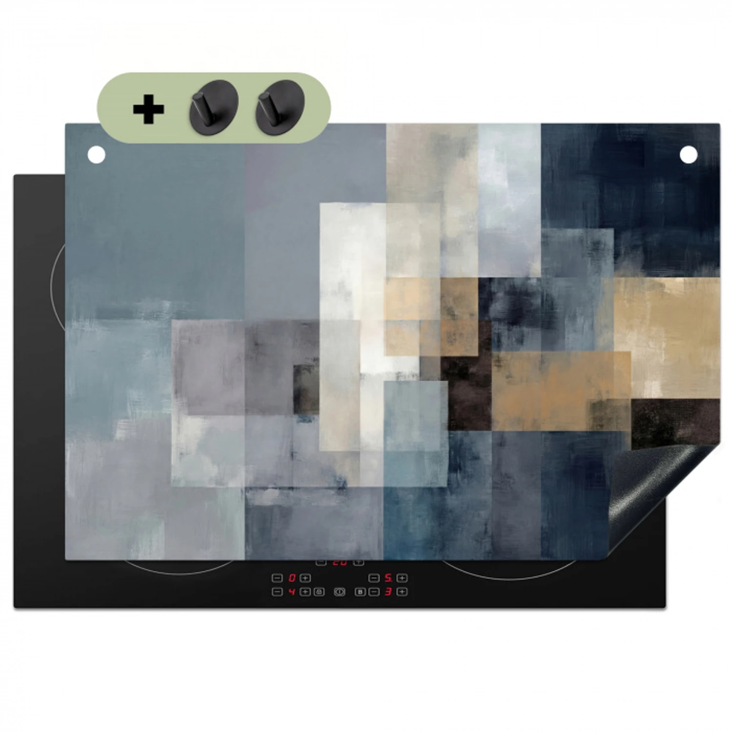 Rechthoeken - Abstract - Blauw Inductie beschemer met haakjes klein -3d
