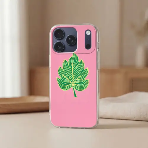 Blad - Groen - Illustratie - Minimalistisch Telefoonhoesje iPhone 17 Pro klein -sfeer2