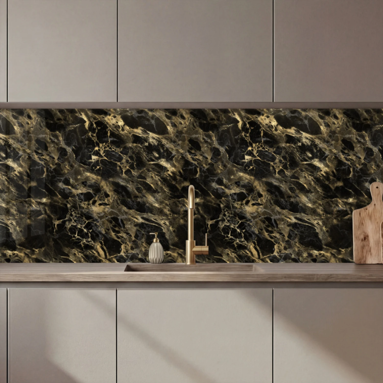 Kristal - Goud - Zwart - Marmer keuken achterwand 2 middel 871 zz_3dshopping