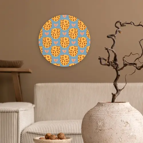 Kattenkoppen - Cirkels - Hartjes - Blauw Wandcirkel plexiglas klein 852 -sfeer1