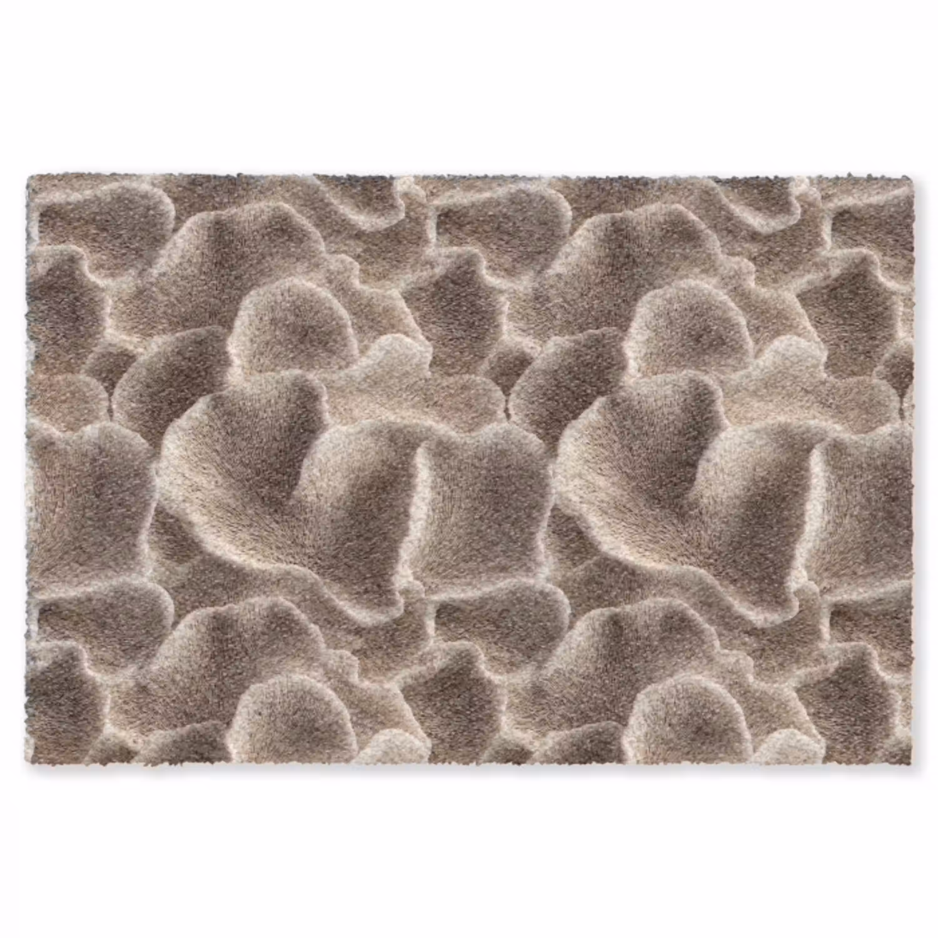 Waaiervorm - Beige - Vezel textuur Vloerkleed Rechthoek klein 1091 -3d