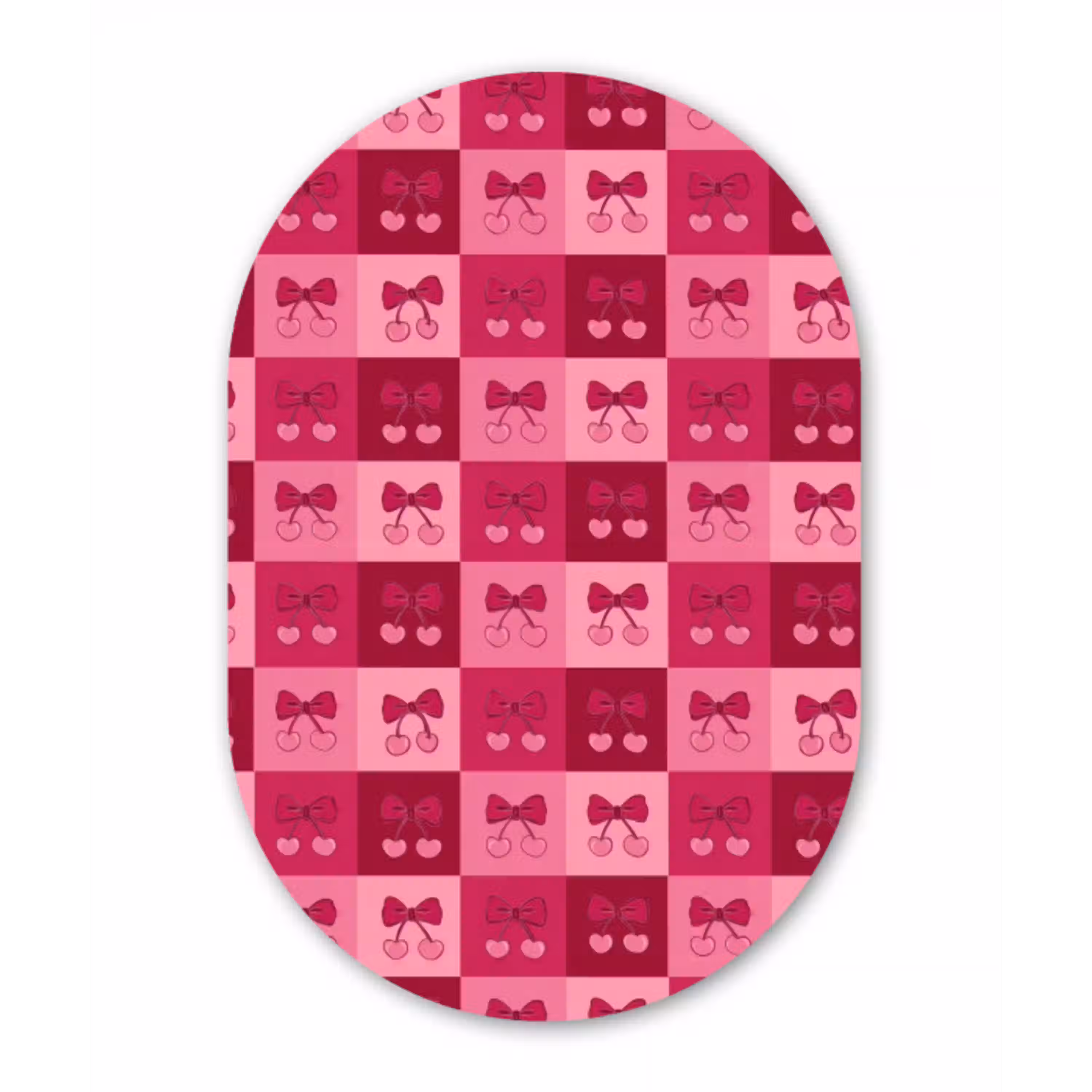 Kersen - Strikjes - Speels - Roze - Bordeaux Wandcirkel Ovaal Aluminium middel 839 -3d