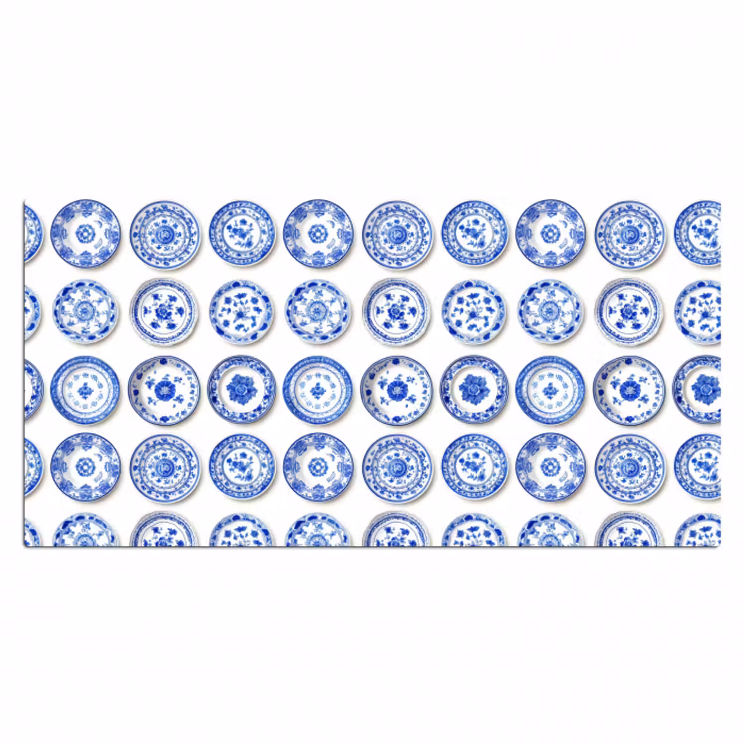 Schreibtischunterlage - Teller - Blumen - Muster - Blau