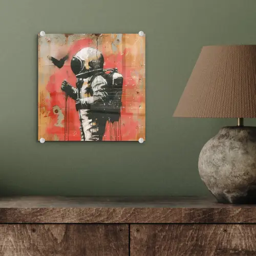 Graffiti - Astronaut - Street art - Ruimte - Banksy plexiglas 5mm klein -sfeer3