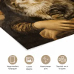 Mona Lisa - Kat - Leonardo da Vinci - Vintage - Kunstwerk - Oude meesters - Schilderij poster papier klein -closeup_NL