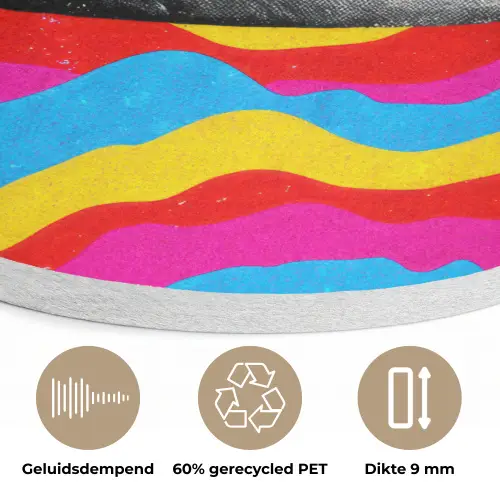 Hamburger - Stippen - Golven - Kleuren Akoestische PET Vilt - Rond klein -closeup_NL