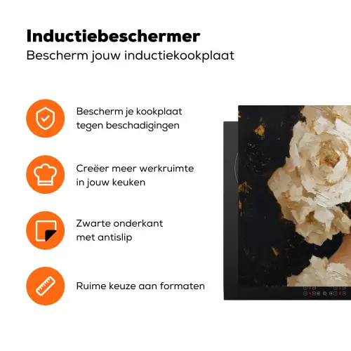 Abstract - Vrouw - Bloemen - Wit Inductie beschermer vinyl 3mm klein -zzzzzzz-td-ups