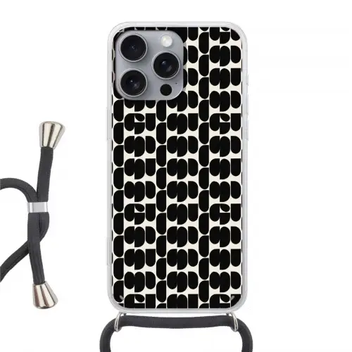 Modern - Patroon - Zwart Hoesje iPhone 16 Pro Max met koord klein 804 -3d