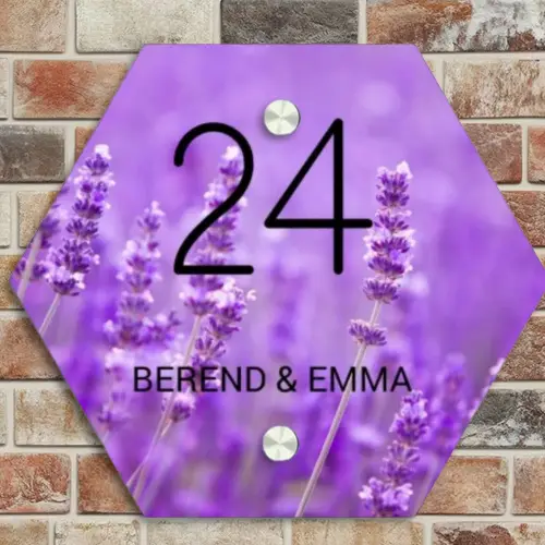 Lavendel - Klassiek Naambord Hexagon klein -sfeer2