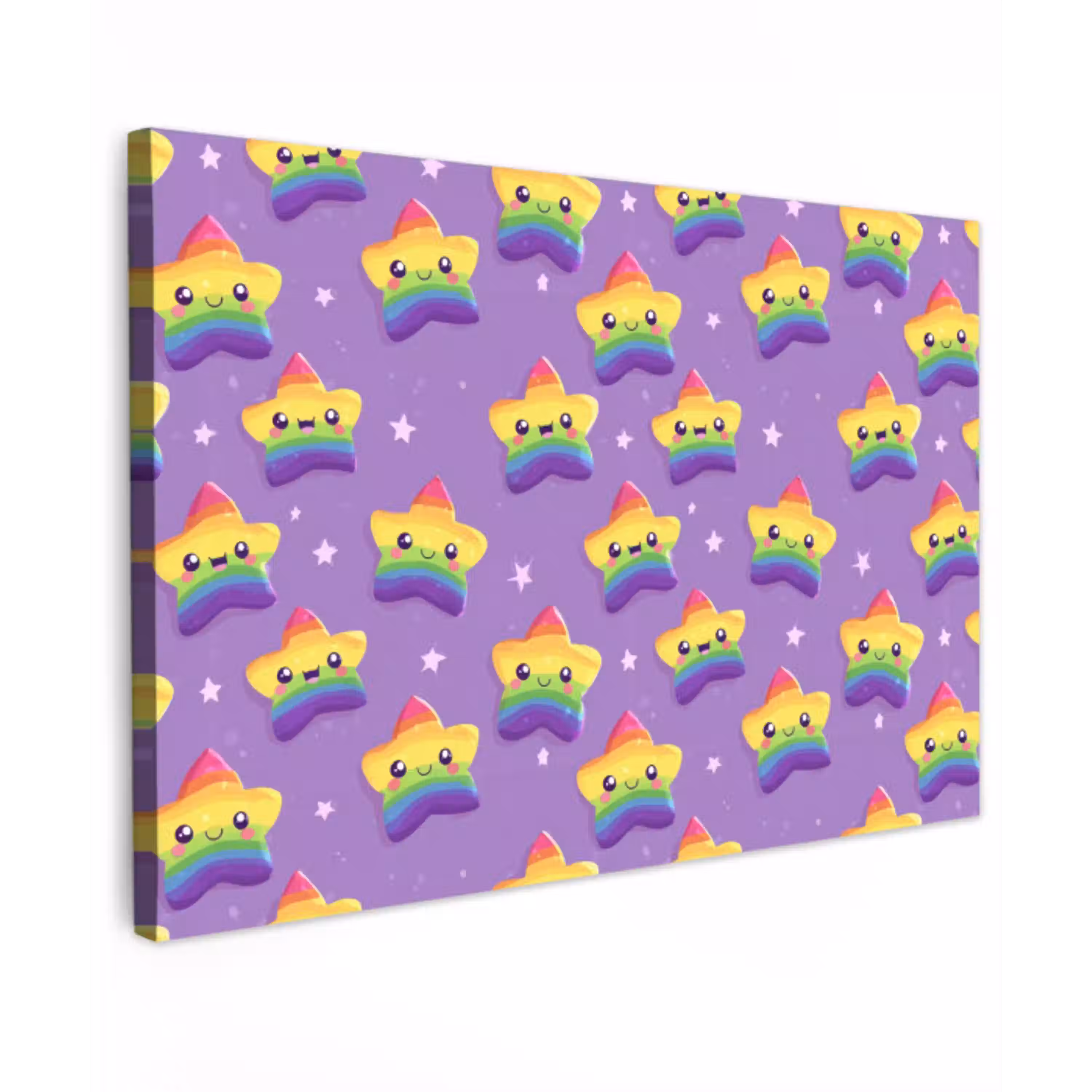 Sterren - Regenboog - Paars Tuinposter op houten frame 2 cm dik klein 845 -3d