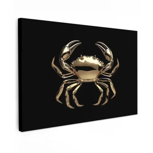 Goud - Krab - Dieren - Zwart canvas 2cm klein -z3d
