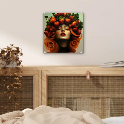 Vrouw - Aardbeien - Kroon plexiglas 5mm klein -sfeer4