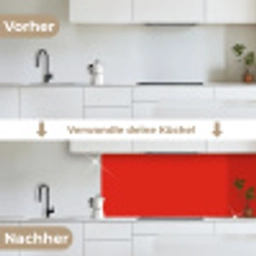 Rood - Kleur - Effen keuken achterwand 2 middel 871 -voor-na_DE