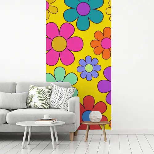 Bloemen - Illustratie - Kleurrijk fotobehang vinyl groot -woonkamer
