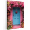 Bloemen - Deur - Roze Tuinposter op houten frame 2 cm dik klein -3d