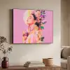 Vrouw - Bloemen - Paars - Abstract Textielframe - compleet frame klein -sfeer3