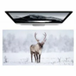 Rendier - Gewei - Toendra - Sneeuw - Wild Muismat XXL klein -zzz3d