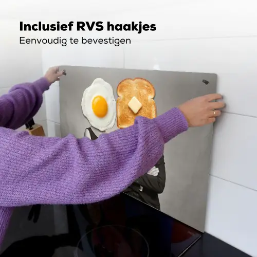 Ontbijt - Koppel - Ei - Brood Inductie beschemer met haakjes klein -ky-ophangen-nl