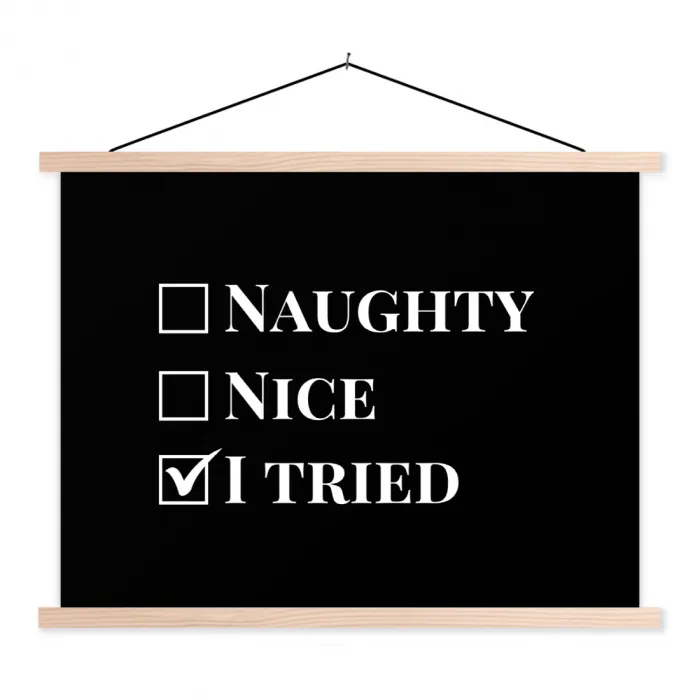 Kerst - Zwart - Wit - Quote - Grappig textielposter latten blank klein -3d