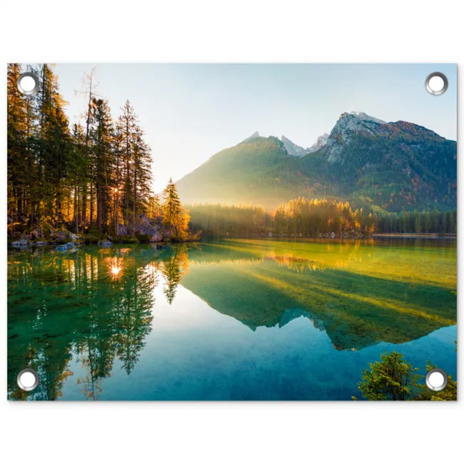 Bergmeer in de Ochtendzon tuinposter los doek klein -3d