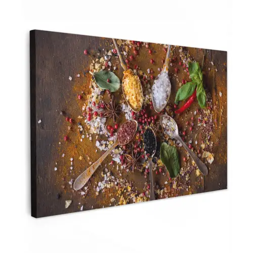 Specerijen - Kruiden - Lepels - Zout - Bruin - Keuken canvas 2cm klein -z3d