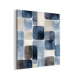 Patroon - Blauw - Vierkanten aluminium wit klein -3d