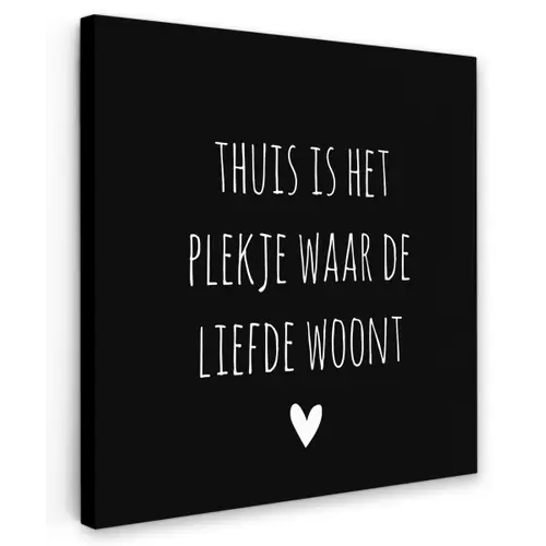 Spreuken - Thuis is het plekje waar de liefde woont - Quotes Tuinposter op houten frame 2 cm dik klein -3d