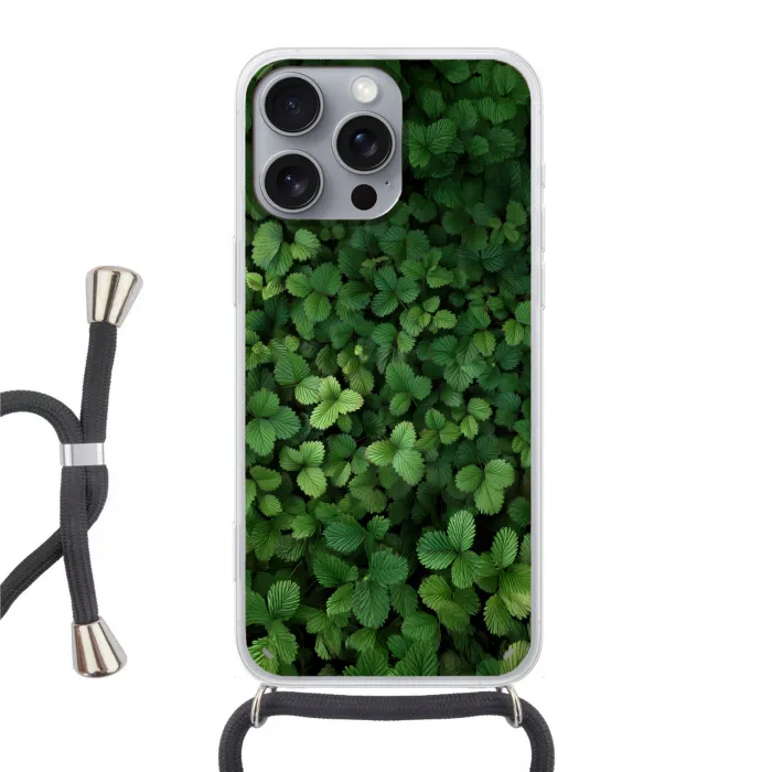 Groen - Bladeren - Kartel - Zonlicht Hoesje iPhone 16 Pro Max met koord klein -3d