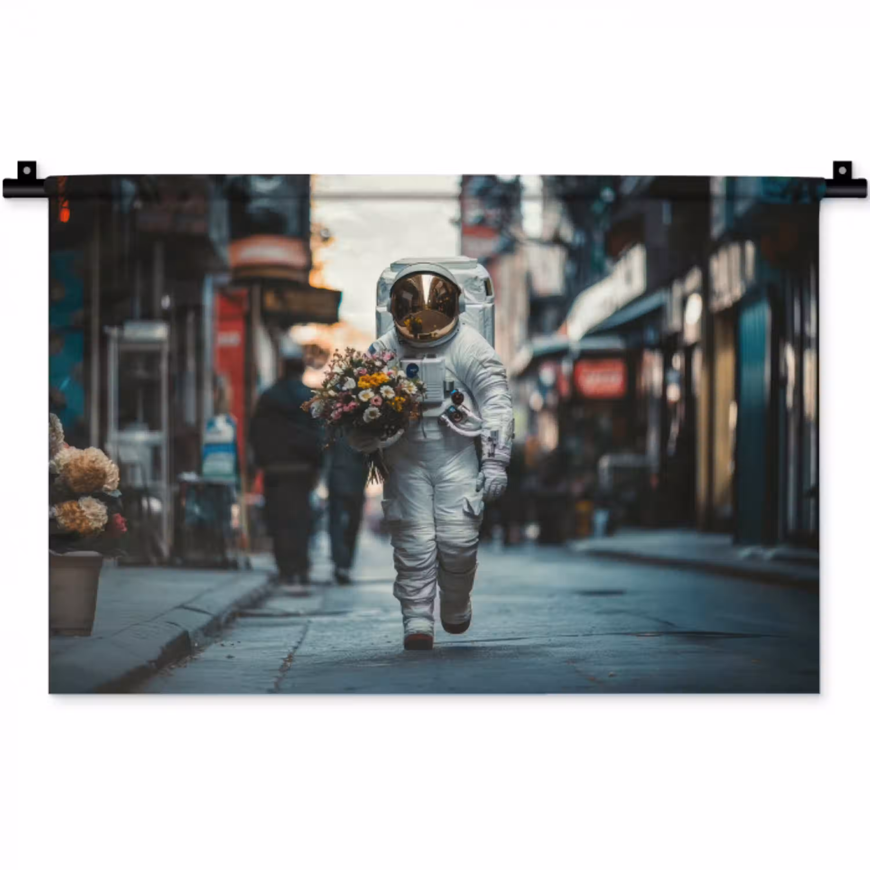 Boeket - Bloemen - Kleurrijk - Astronaut Wandkleed katoen klein -zz3d
