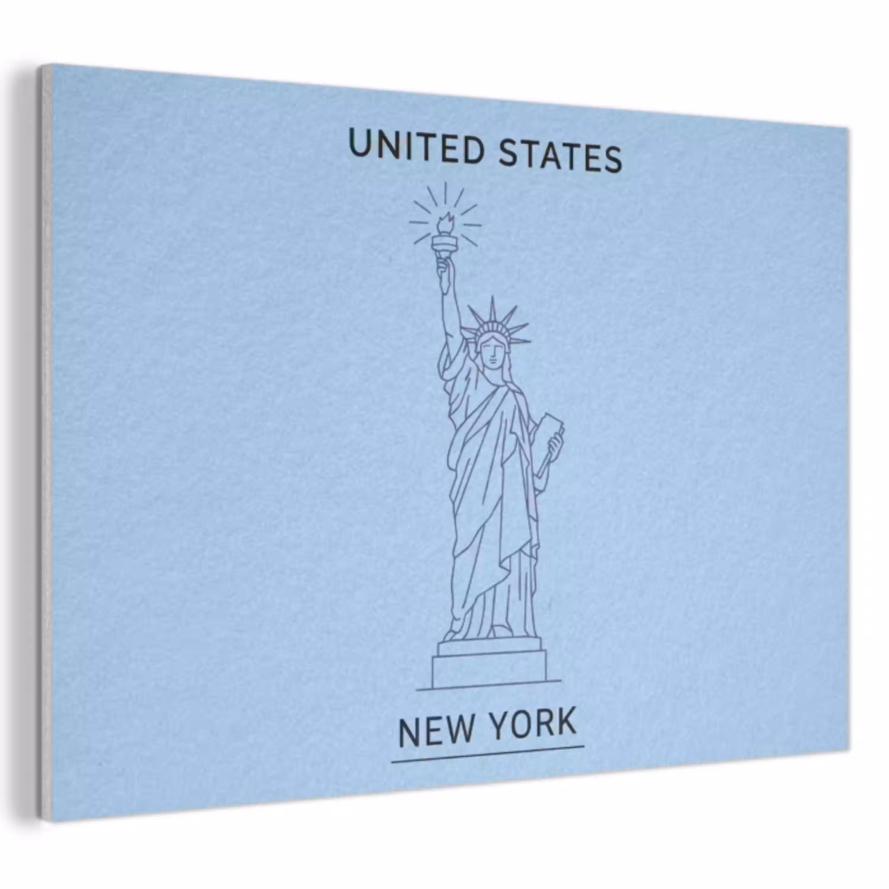 Monument - Vrijheidsbeeld - New York - Minimalistisch - Blauw PET vilt klein -3d