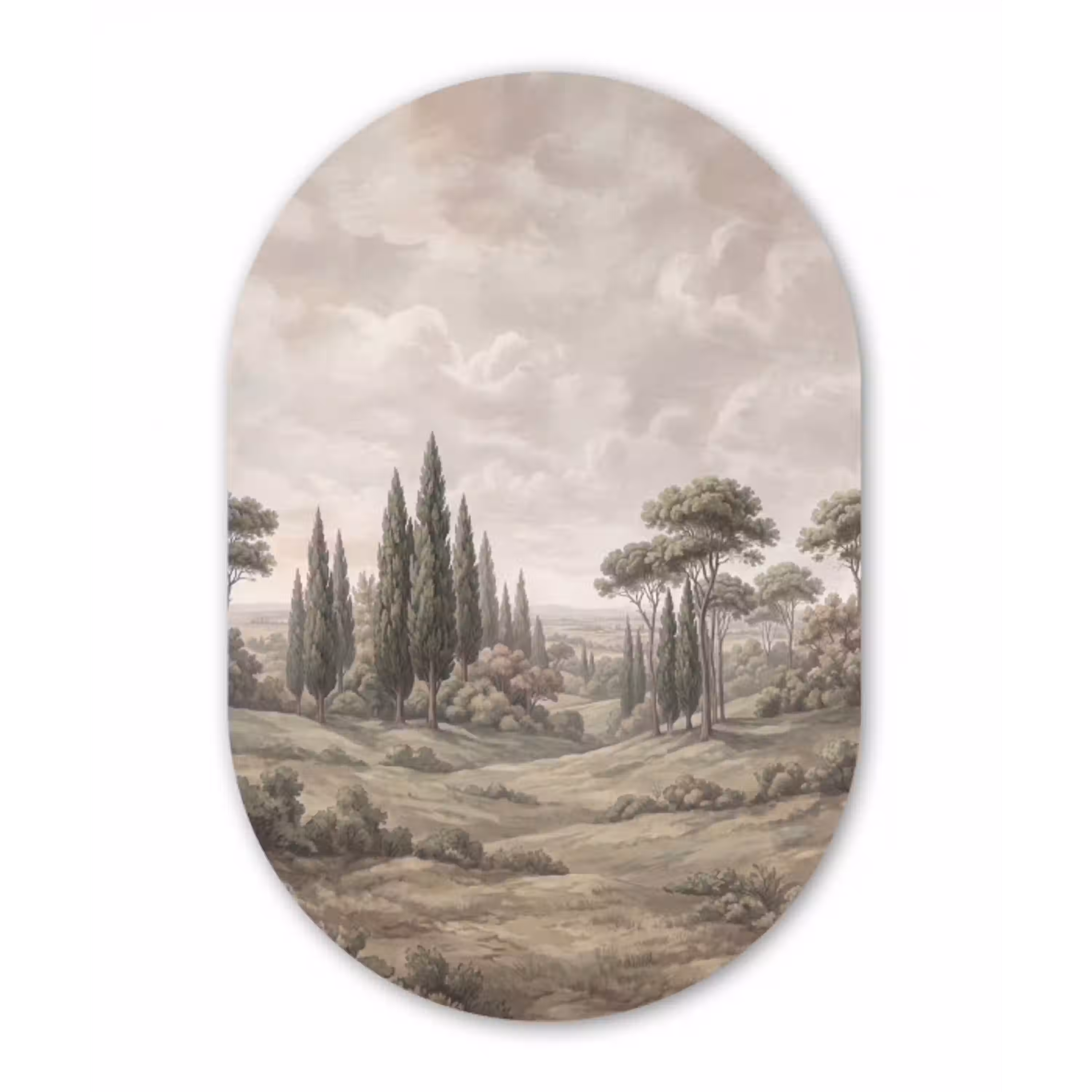 Vallei - Bos - Natuur - Groen Wandcirkel Ovaal Aluminium middel -3d