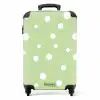 Groene achtergrond met witte stippen NBS - Handbagage koffer - Unisex middel -productfoto_recht