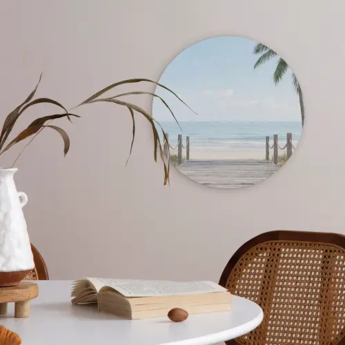 Palmbomen - Pad - Horizon Akoestische PET Vilt - Rond klein -sfeer3