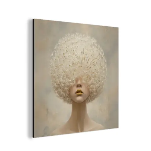 Dromerig - Beige - Paardenbloemzaadjes aluminium wit klein -3d
